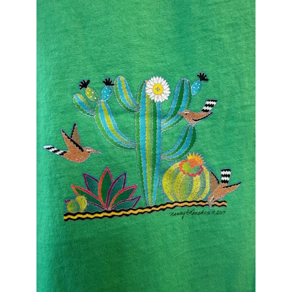 Sabaku Artwear Green Cactus Cactus Graphic T-Shirt Womens Small Cotton USA - Picture 4 of 9